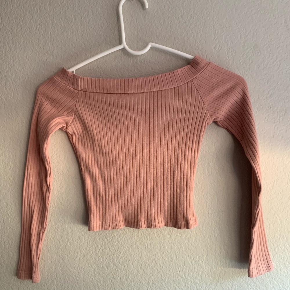 Long sleeve off the shoulder crop top